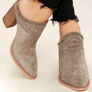 Kristin Cavallari Chinese Laundry Nikki Gray Suede Leather Heeled Mule Women 6.5
